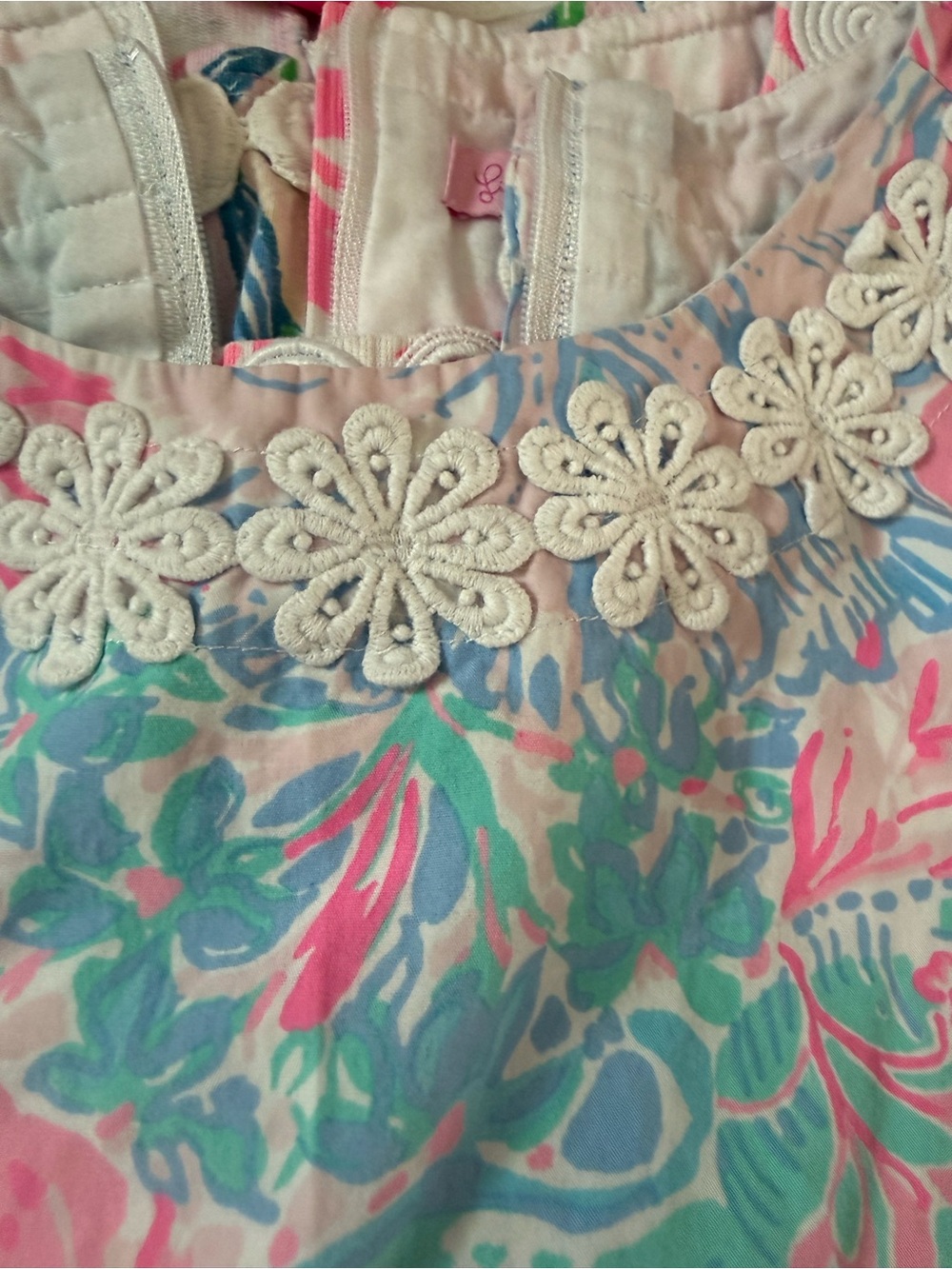 Lilly Pulitzer Girls Shift Dress-beautiful floral embroidery around neckline!